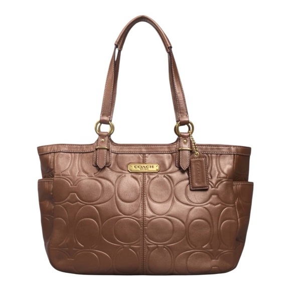 Coach Embossed Leather Signature Tote Bag - Picture 1 of 9